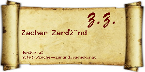 Zacher Zaránd névjegykártya
